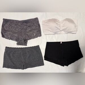 Women Bandeau-top, Boy-shorts and Under-pant, Set of 4